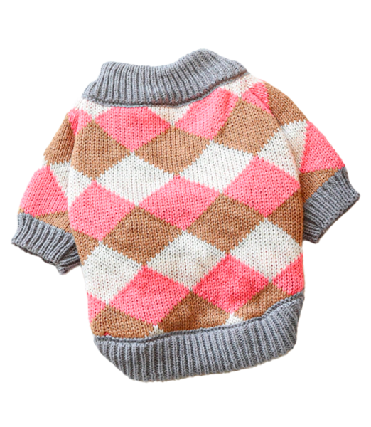 Suéter gris y beige con rombos